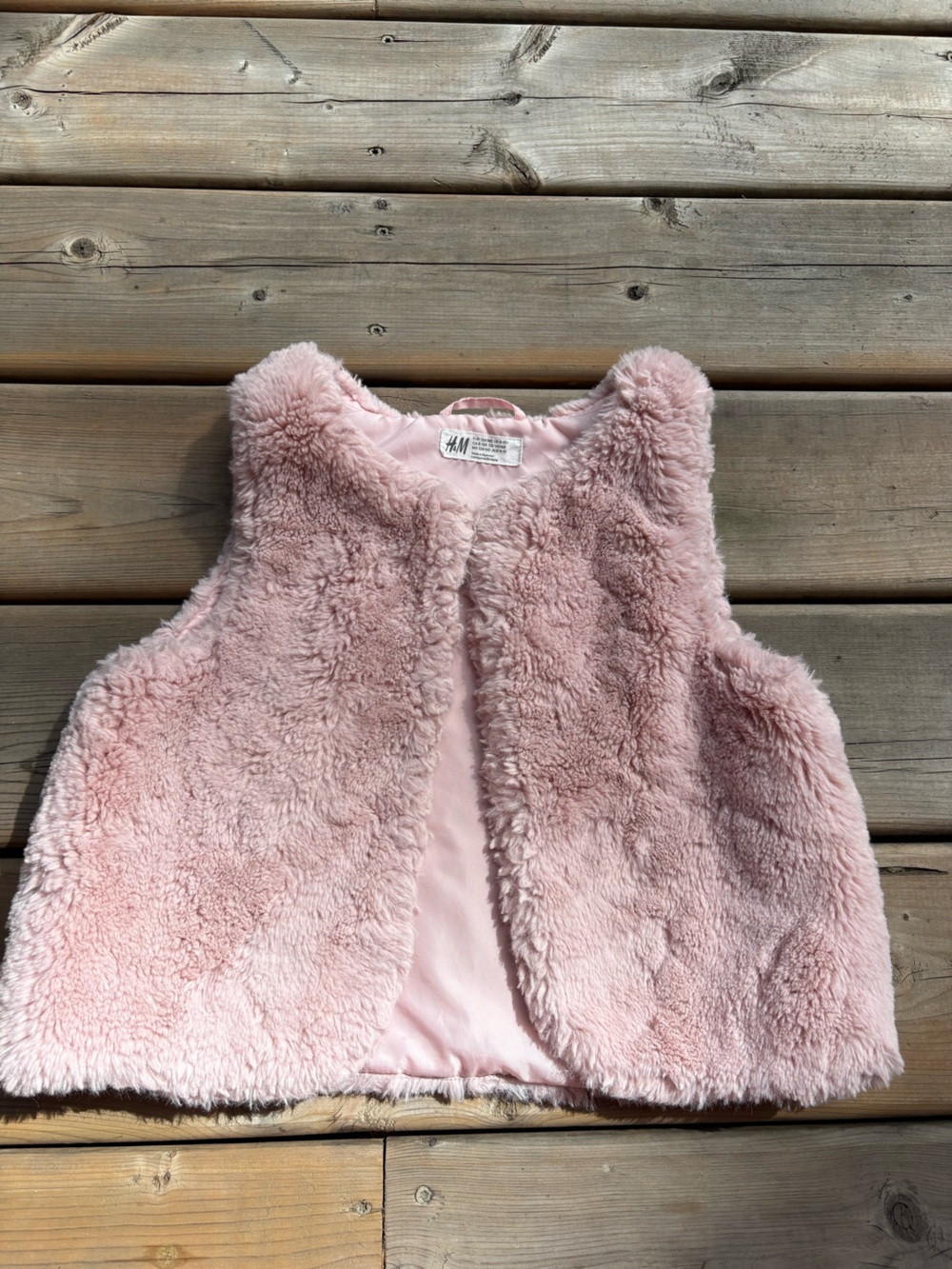 H&M Light Pink Faux Fur Kids Vest 8-10yr